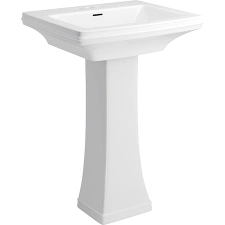 Proflo Holyoke 24-1/2 Rectangular Fireclay Pedestal Bathroom Sink with Overflow PF1174WH